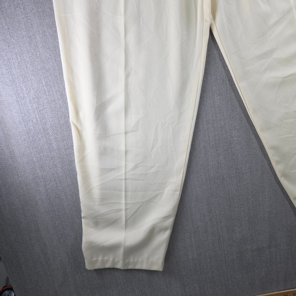 Worthington Pleated Trousers Women 16 Tall Cream Vintage High Waist Tapered Leg - Picture 12 of 16